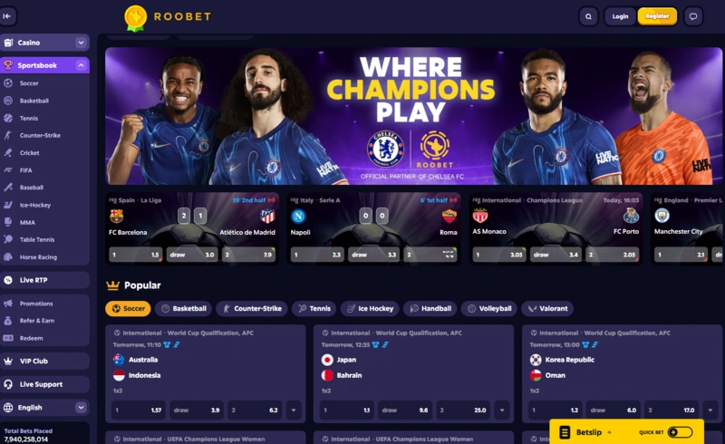 roobet sportsbook page